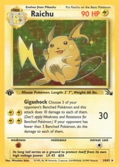 Raichu - 14/62 - Holo Rare - 1st Edition